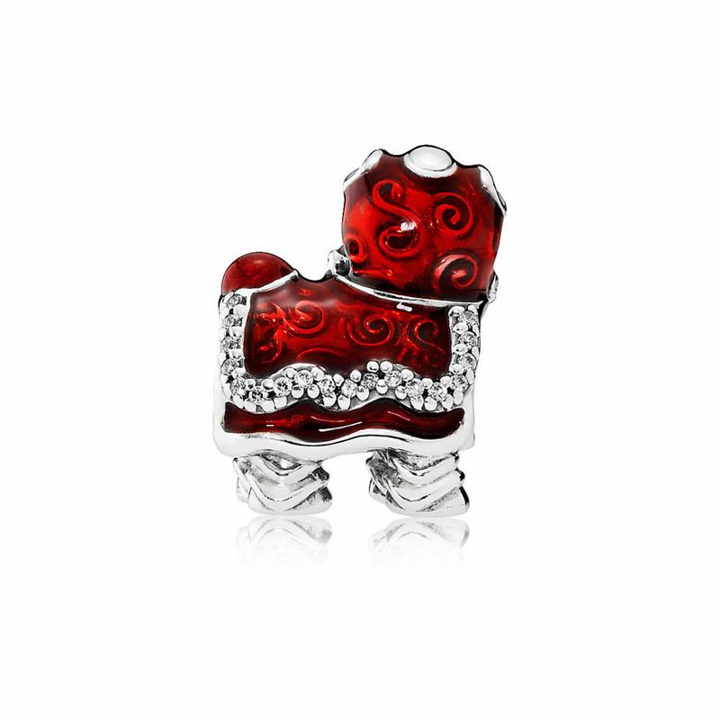 Pandora Chinese Lion Dance Charm - Sterling Silver/Enamel/Black/Cubic Zirconia - Canada | WI3172FP